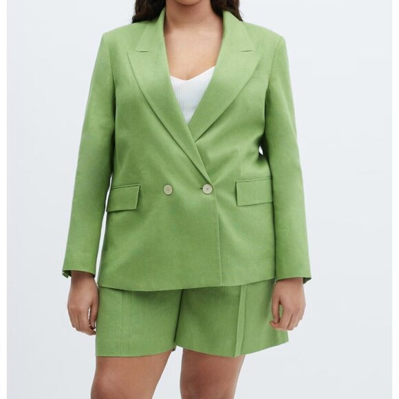 MNG Mango Linen Green Classic Blazer 3XL NWT - Picture 3 of 7